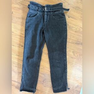 Isabel Marant Black Straight-Leg Jeans with Belt